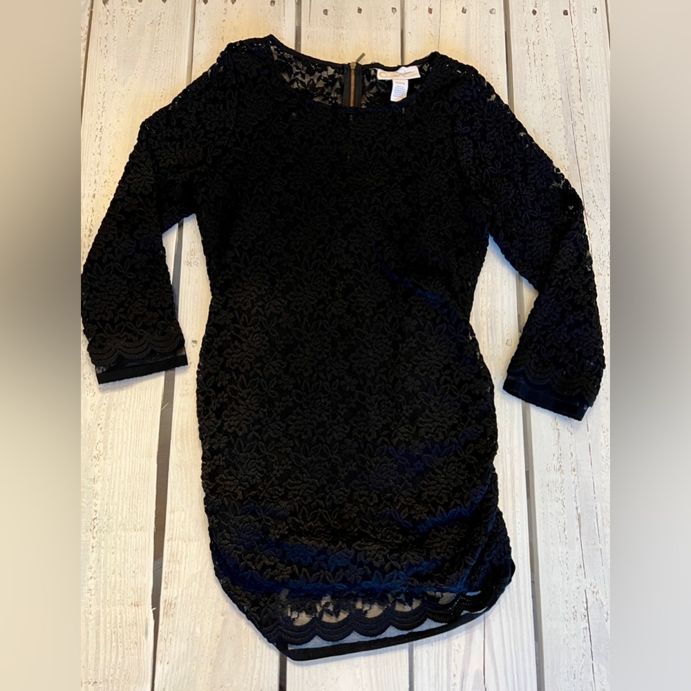 Jessica Simpson Maternity Fitted Lace Long Sleeve Dress